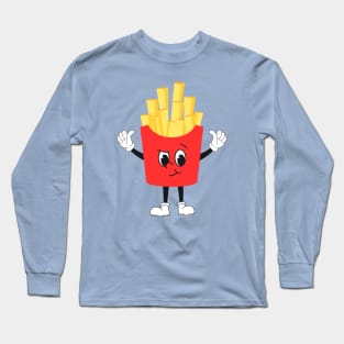 Retro French Fries Smirk Face Long Sleeve T-Shirt